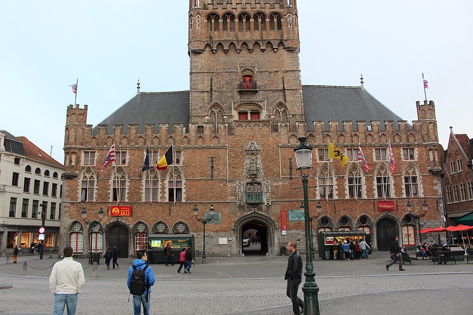 The Belfry and its market halls seen across the Markt