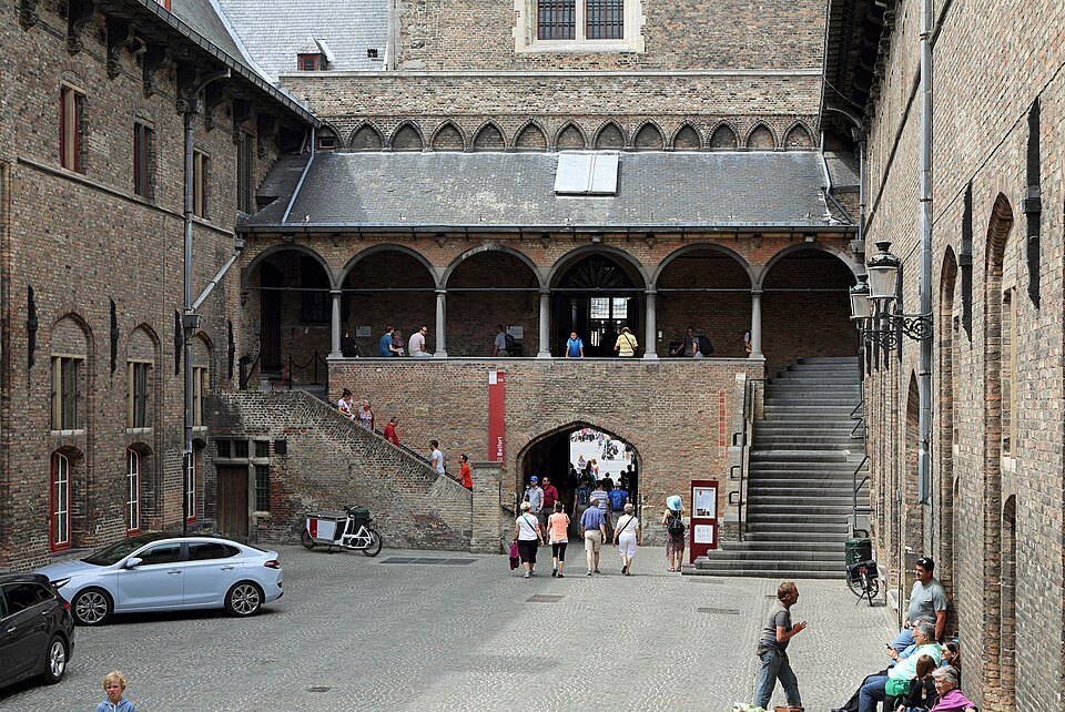 The stair and gallery at the back of the halls' inner courtyard