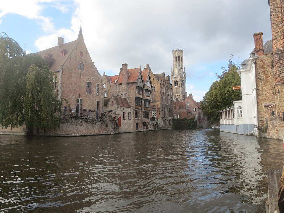 The Rozenhoedkaai and the Belfry seen from the water