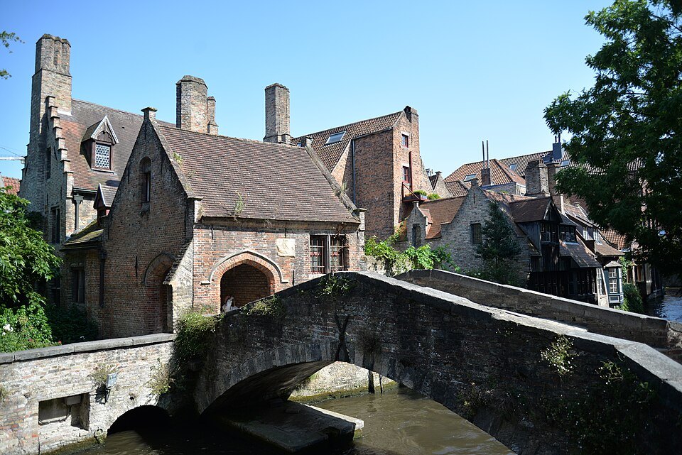 The small stone Bonifatius bridge among old brick houses
