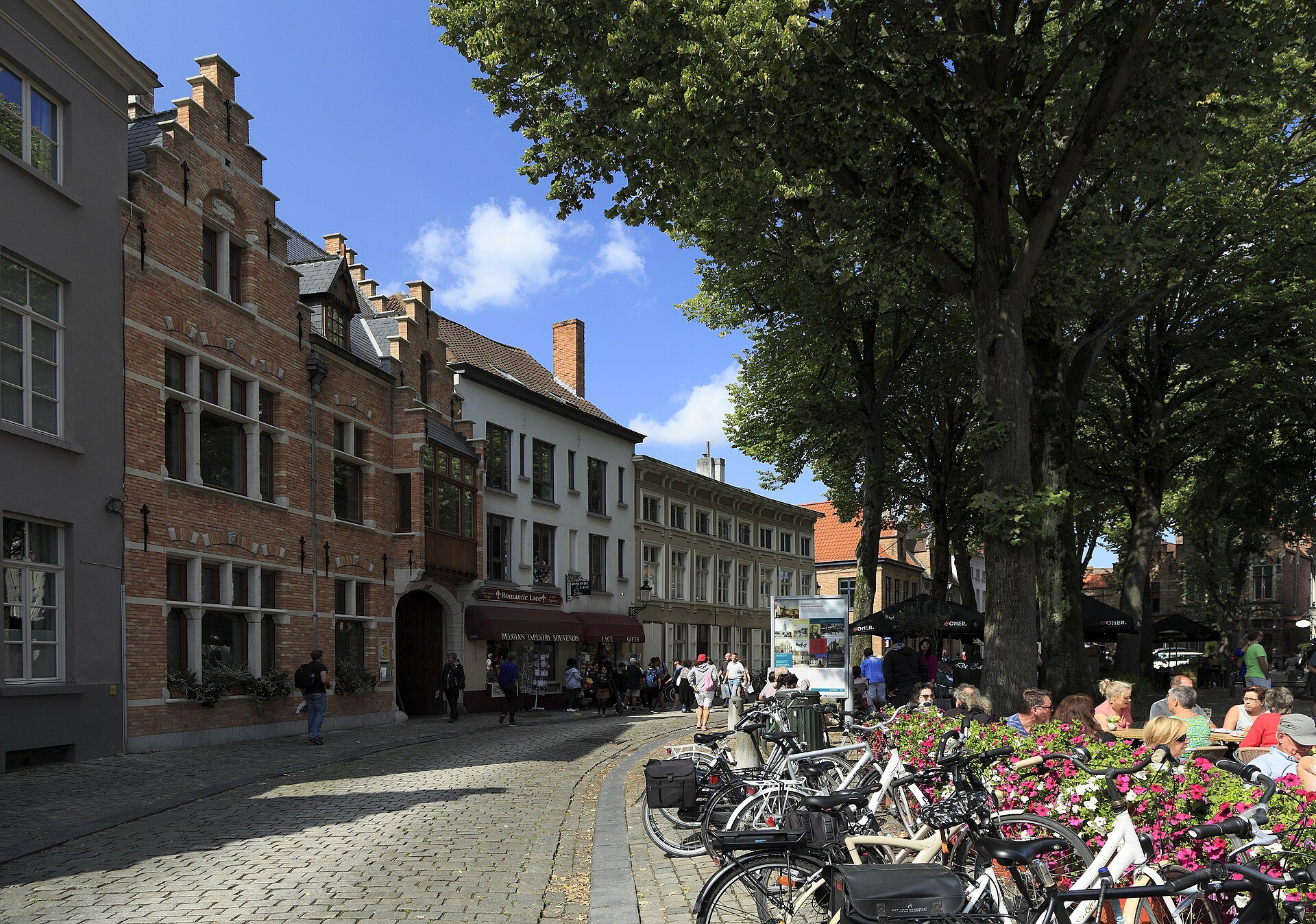 The Walplein with the brewery's stepped gables and café terraces