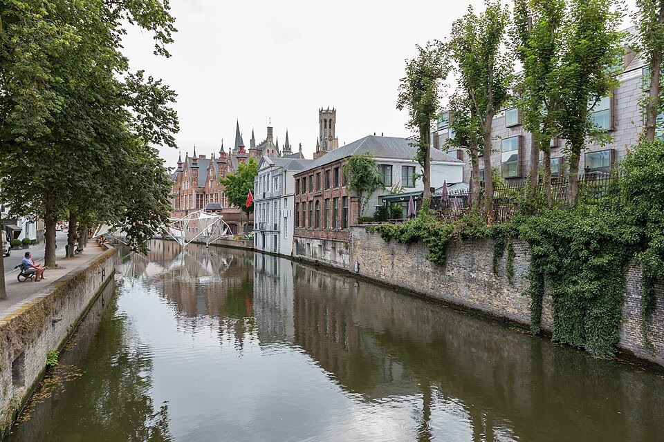 The Groenerei reflecting trees and the towers of the center