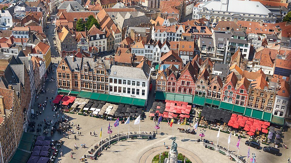The Markt and its terraces seen from the top of the Belfry