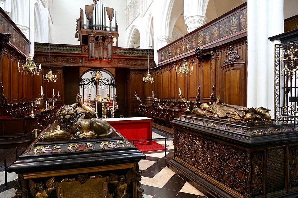 The gilded tombs of Charles the Bold and Mary of Burgundy in the choir
