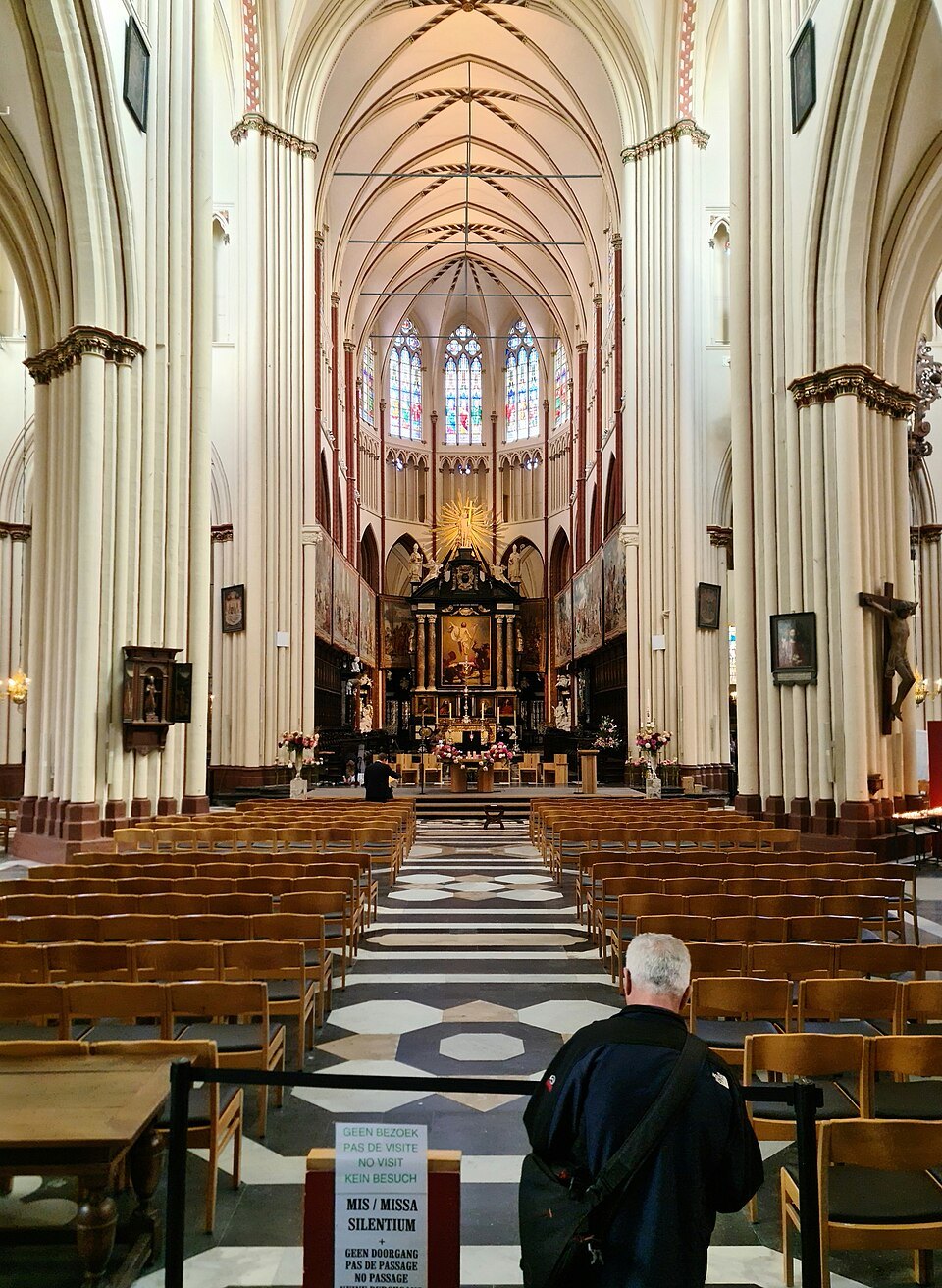 The long pale nave, looking towards the choir